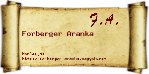 Forberger Aranka névjegykártya